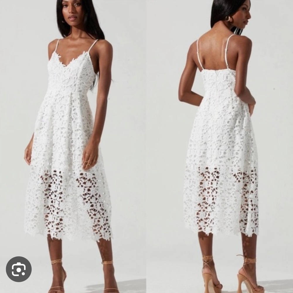 Astr the label LACE A LINE MIDI DRESS -white